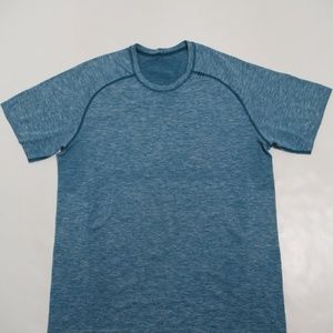 Lululemon Metal Vent Tech Short Sleeve Heathered Blue Size L Mesh Silverescent